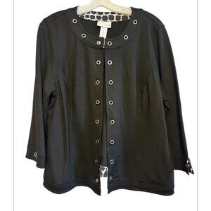 Alfred Dunner Black Jacket Blazer Silver Accents Office Casual Size Medium
